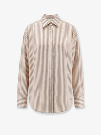 Alysi Women's Oversize Striped Lyocell and Silk Shirt Gold