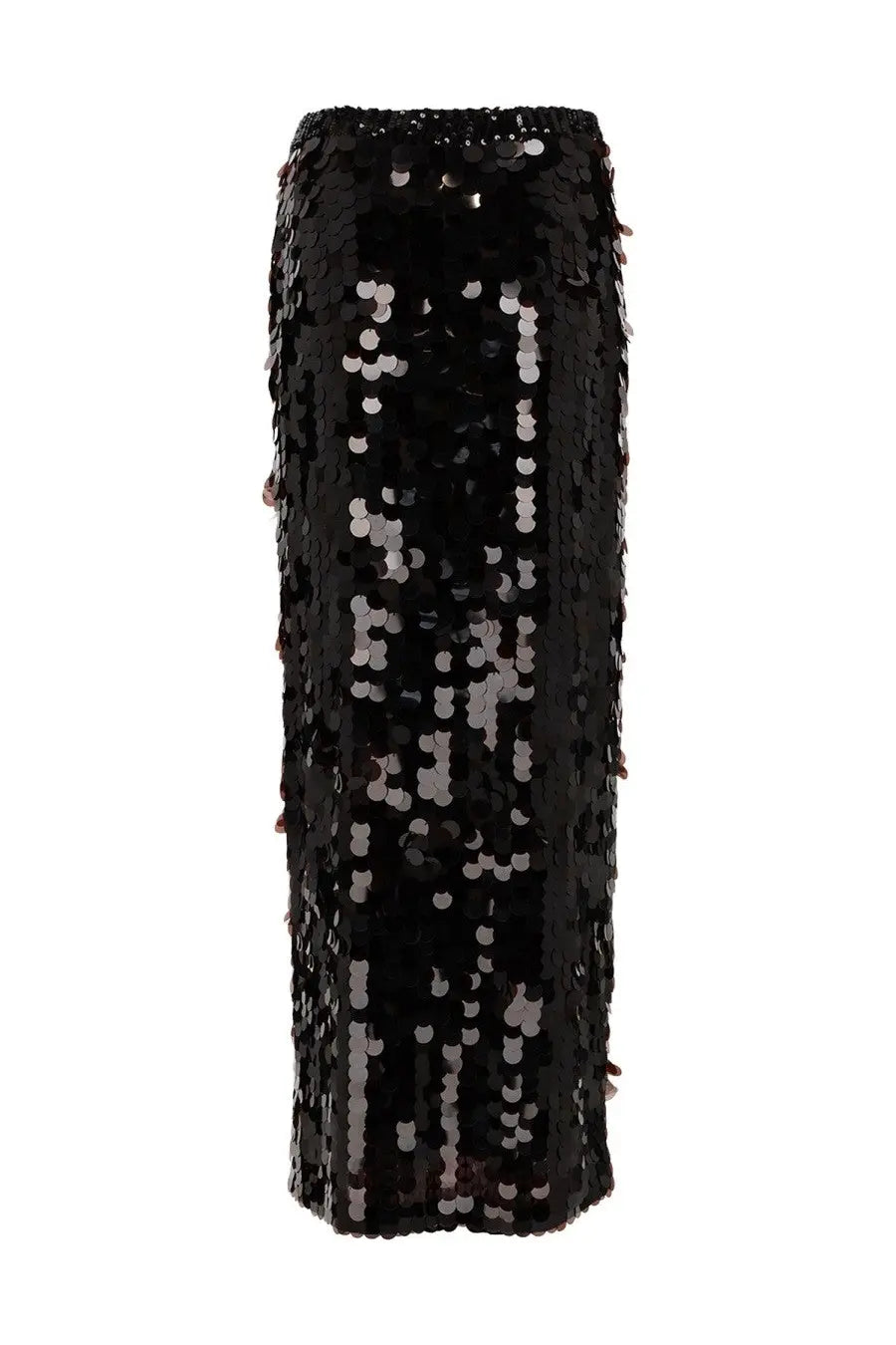 Black sequined midi skirt with shimmering densely packed design from P.A.R.O.S.H women’s gonna con macro paillettes brown collection