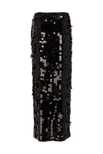 Black sequined midi skirt with shimmering densely packed design from P.A.R.O.S.H women’s gonna con macro paillettes brown collection
