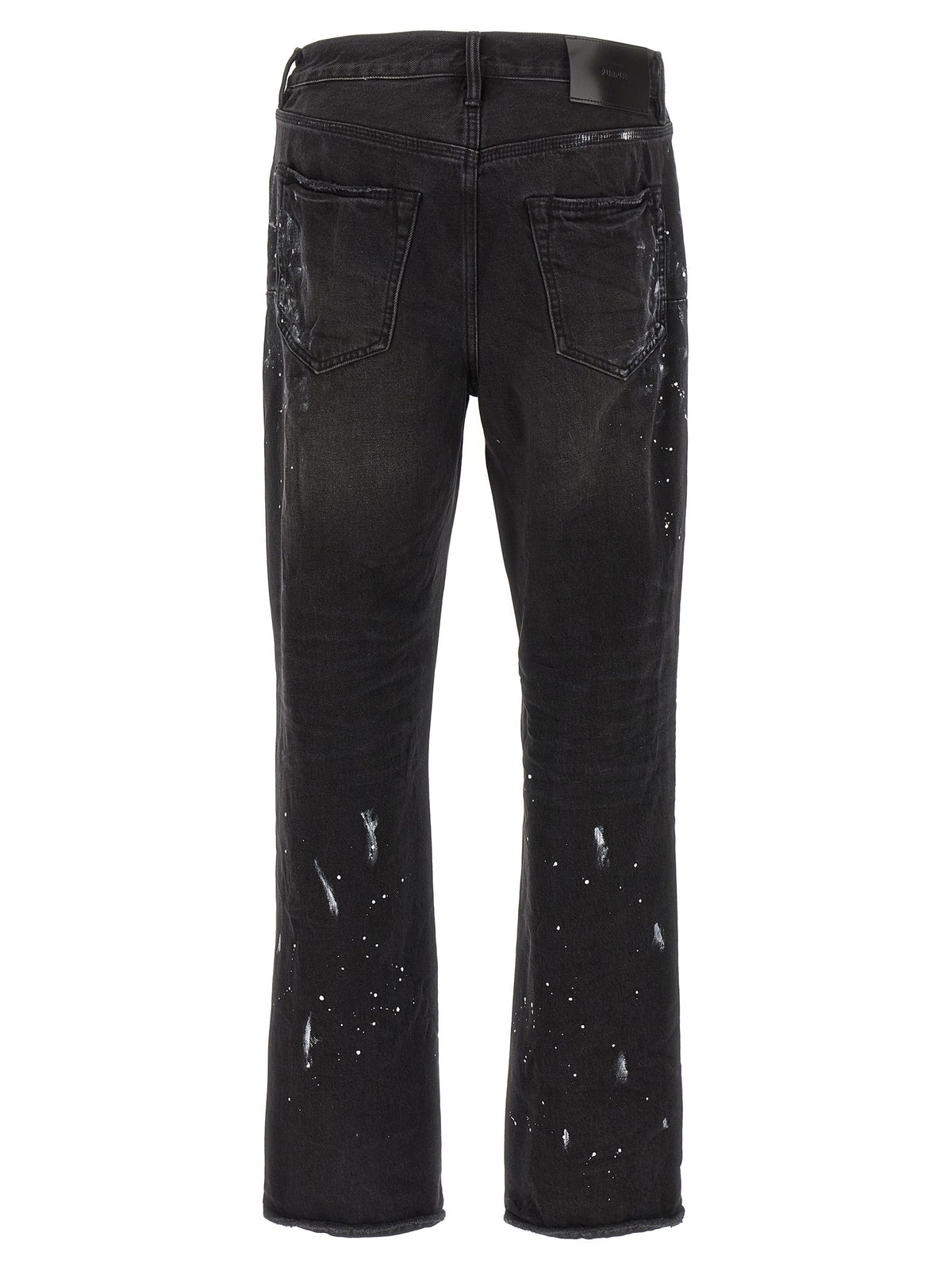 PURPLE BRAND Knee Slit Paint Jeans Black
