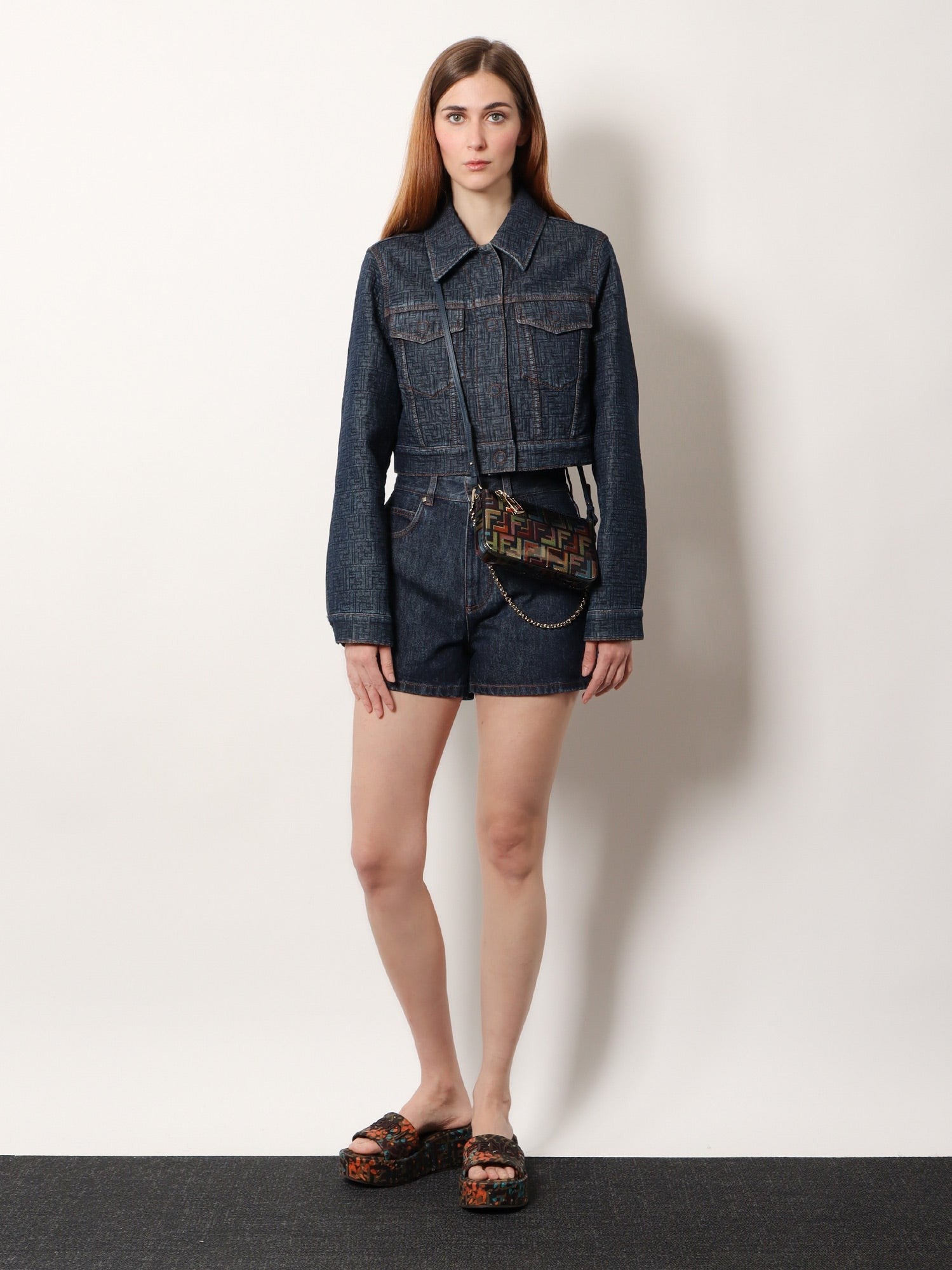 Fendi Women's FF Denim Bolero Jacket Blue