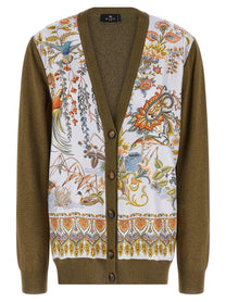 ETRO Paisley Silk Insert Cardigan Green
