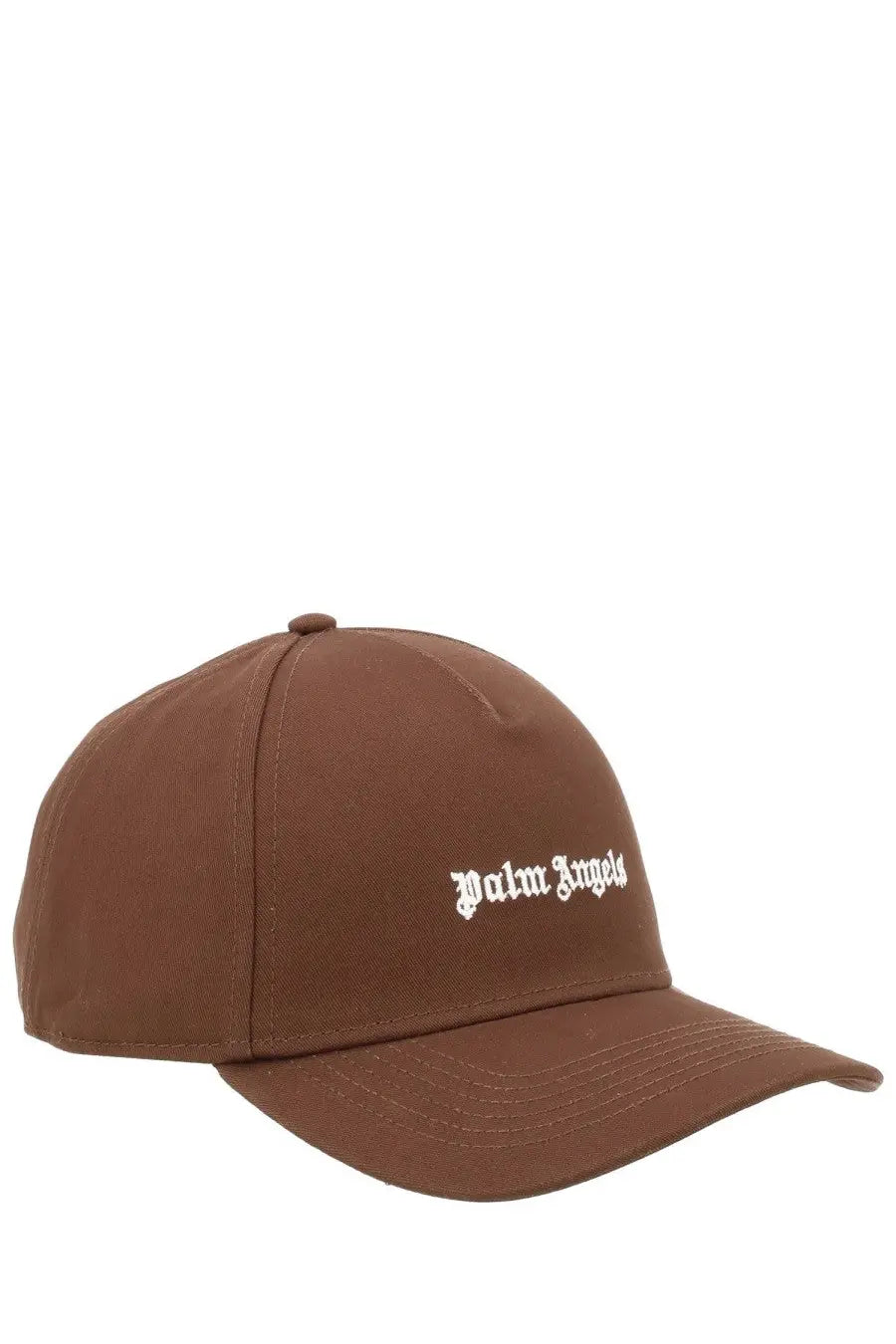 Brown palm angels men’s baseball cap featuring white embroidered logo in a stylish overlogo design