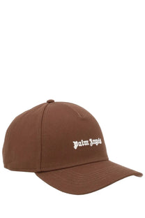 Brown palm angels men’s baseball cap featuring white embroidered logo in a stylish overlogo design
