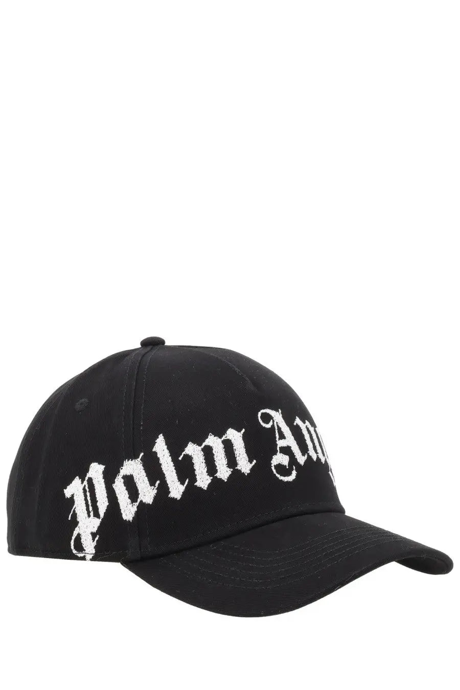 Black palm angels baseball cap with white embroidered logo in cotton for men casual wear