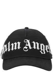 Black Palm Angels men’s baseball cap in black with a white embroidered logo perfect for casual wear