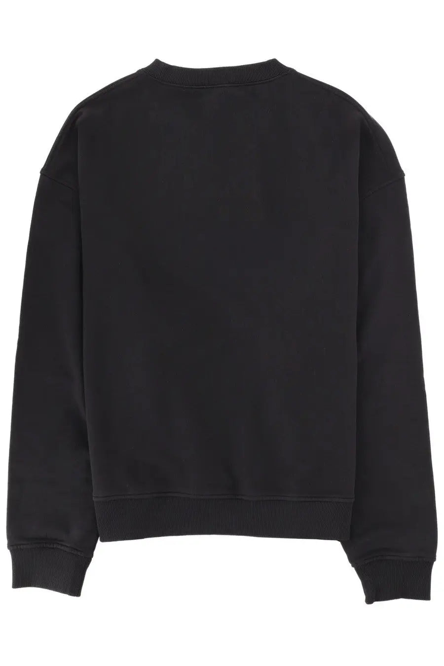Black crewneck sweatshirt by palm angels with ribbed cuffs and hem in felpa fabric for men