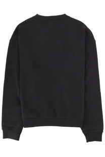 Black crewneck sweatshirt by palm angels with ribbed cuffs and hem in felpa fabric for men