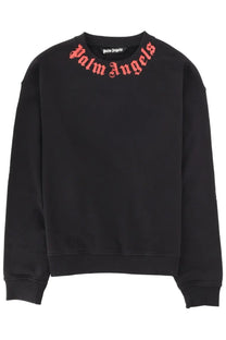Palm angels men’s felpa con black sweatshirt with red embroidered logo across the neckline