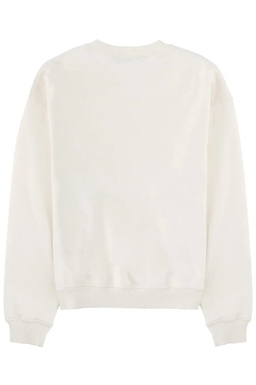 Cream-colored soft cotton crewneck sweatshirt with ribbed cuffs and hem from palm angels men’s felpa con white collection