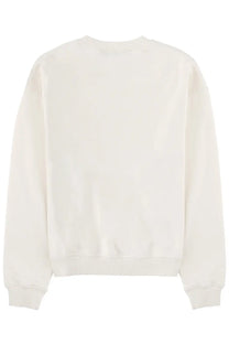 Cream-colored soft cotton crewneck sweatshirt with ribbed cuffs and hem from palm angels men’s felpa con white collection