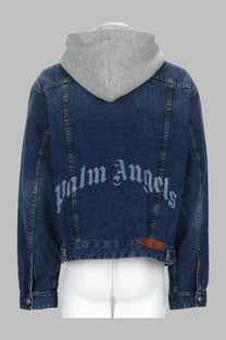 Palm Angels Men's Giacca in Denim DI Cotone Blue