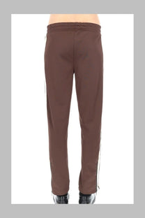 Palm angels men’s pantalone track classic brown athletic pants with white side stripes and drawstring waistband