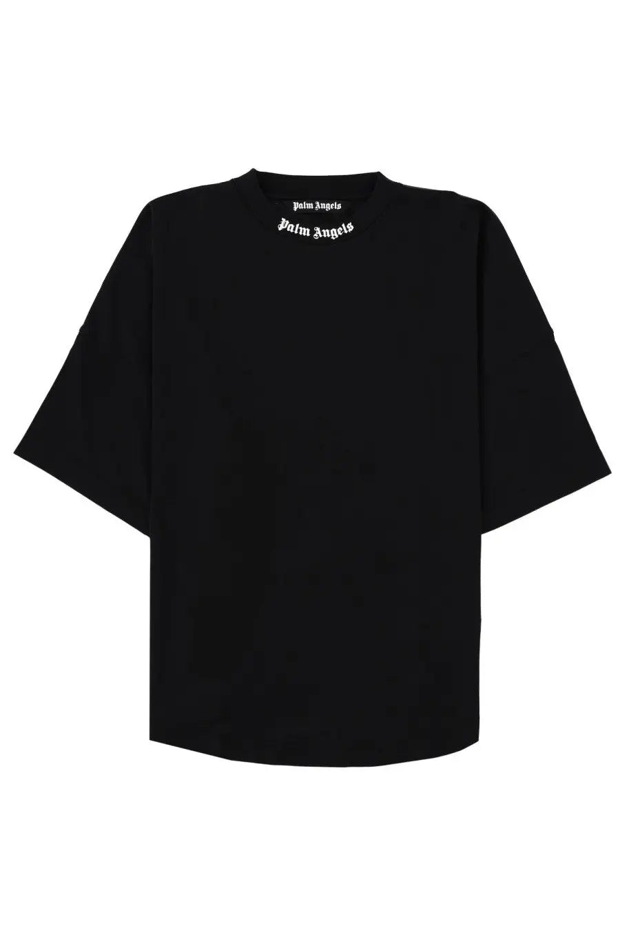Black palm angels oversized t shirt with white embroidered logo at neckline in cotton for men