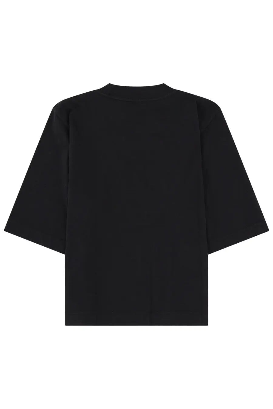 Palm Angels women’s black oversized short-sleeved shirt with relaxed fit and ribbed crew neckline