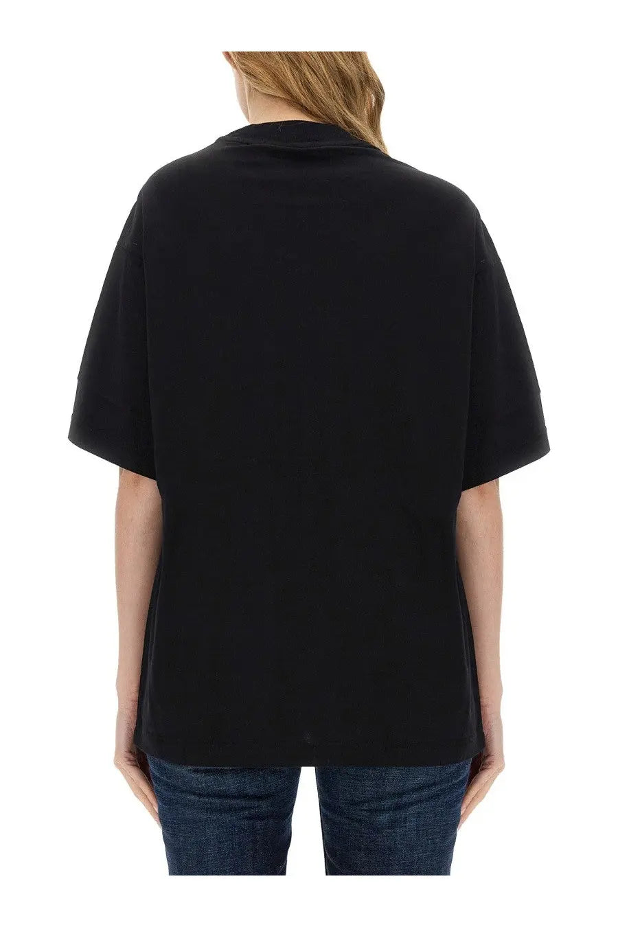 Black oversized short-sleeved palm angels women’s palm soft fit shirt ski club with relaxed fit and crew neckline