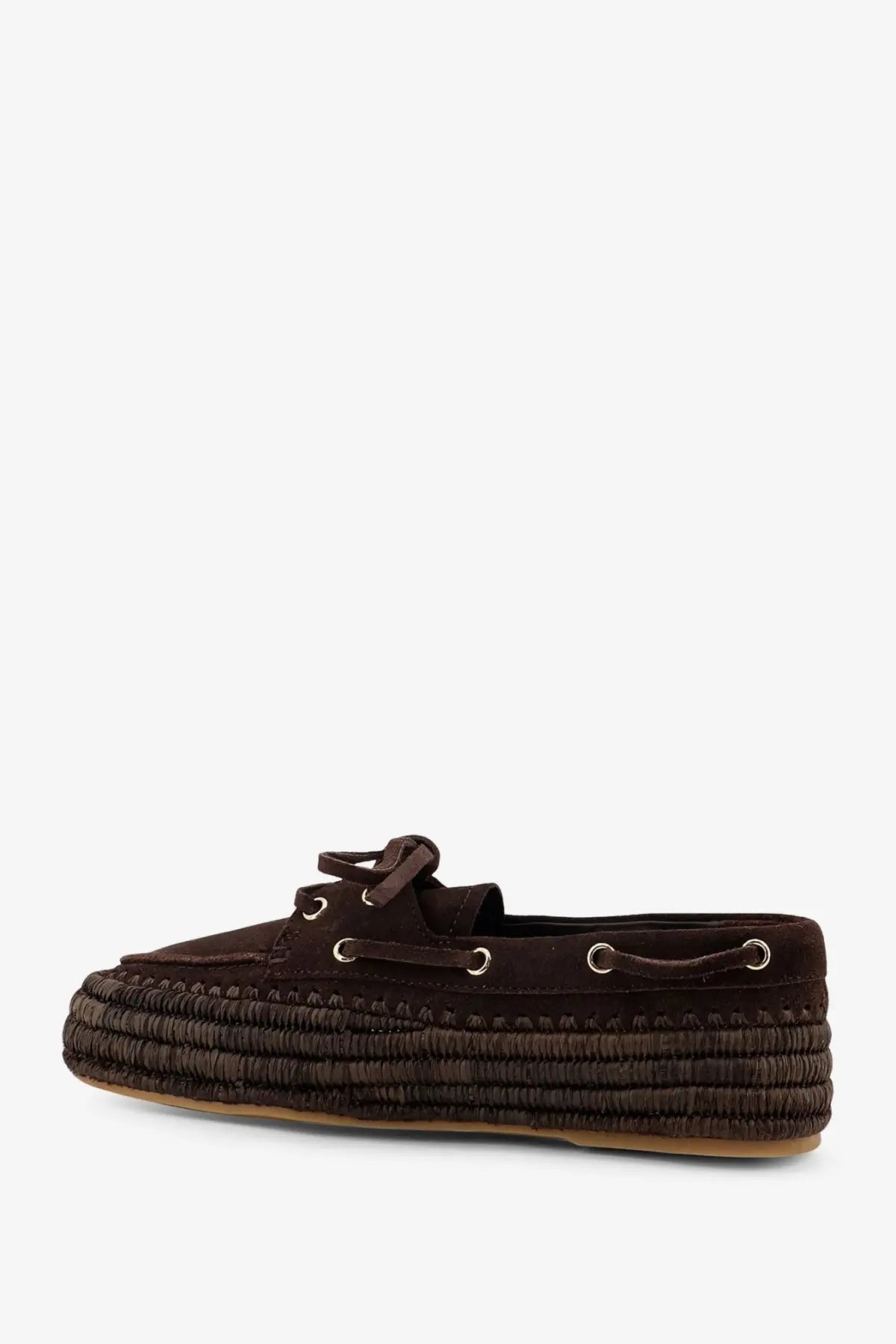 Paloma barcelo women’s penelope brown suede espadrille with woven jute sole and matching laces
