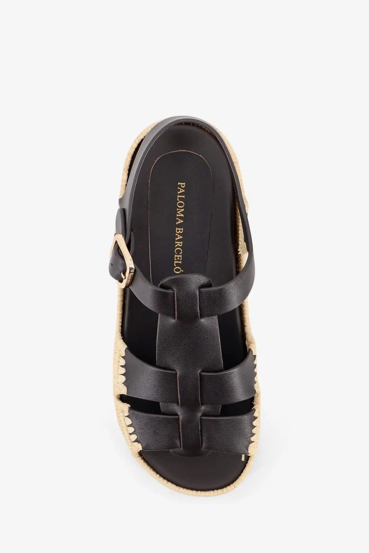 Paloma barcelo women’s yuka black leather espadrille sandal with woven jute sole and adjustable strap