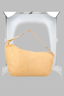 A soft beige suede hobo bag with a single shoulder strap and subtle stitching from Paloma Wool Borsa Big Dry Large