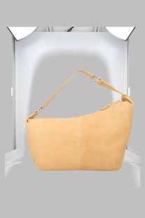 Beige suede hobo bag with a single shoulder strap and silver-toned hardware from Paloma Wool borsa big dry large