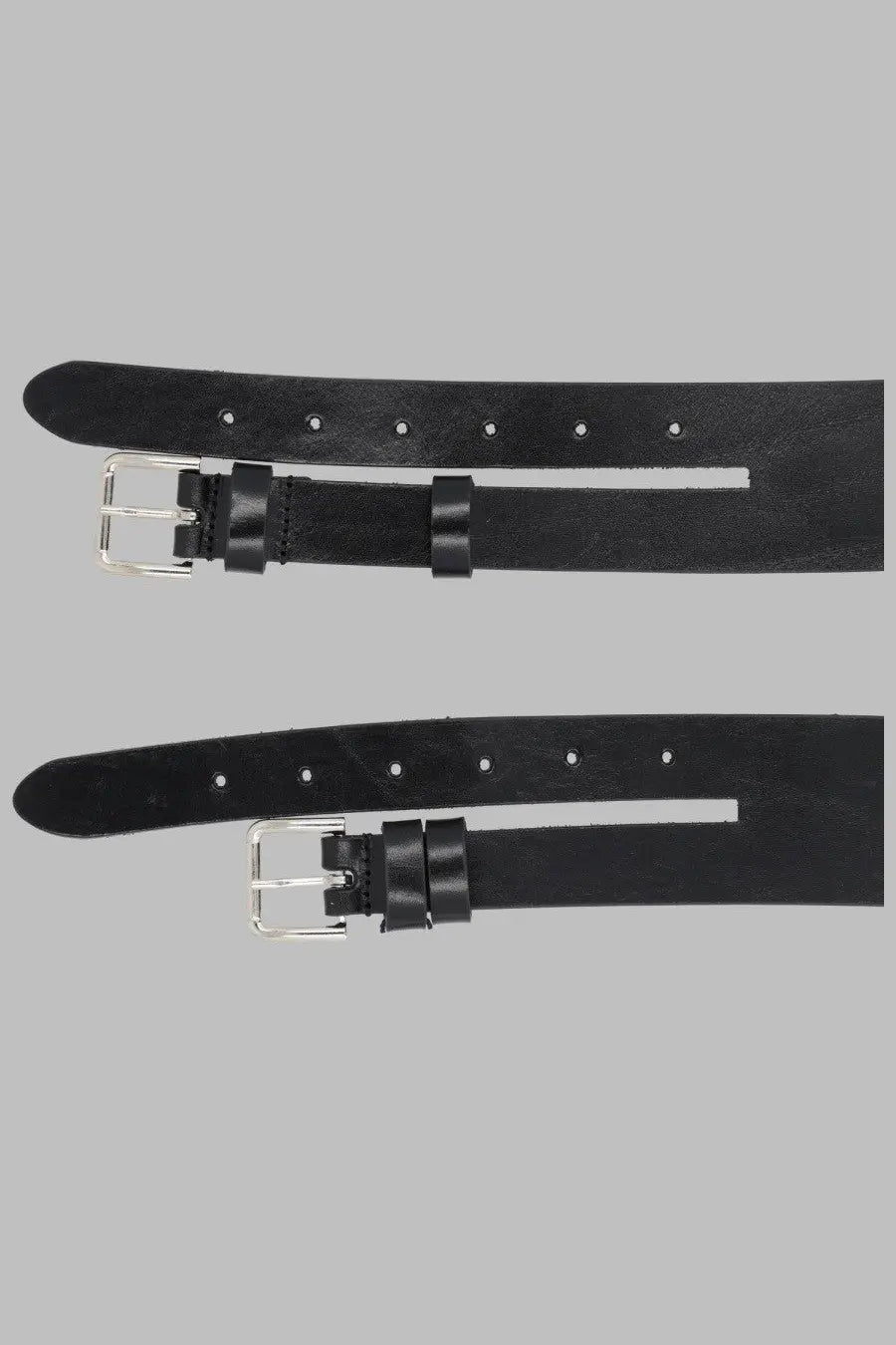 Black leather watch strap with silver-toned buckle and visible stitching for paloma wool women’s cintura penelope black