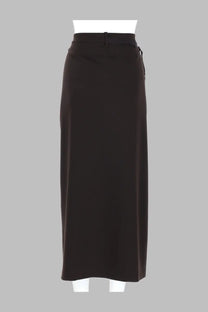 Paloma Wool women’s gonna midi blont brown black high-waisted skirt with sleek straight cut and side zipper detail