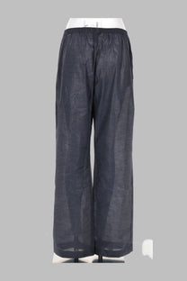 Paloma wool women’s pantalone limone blue dark gray wide-leg trousers with subtle sheen and elastic waistband