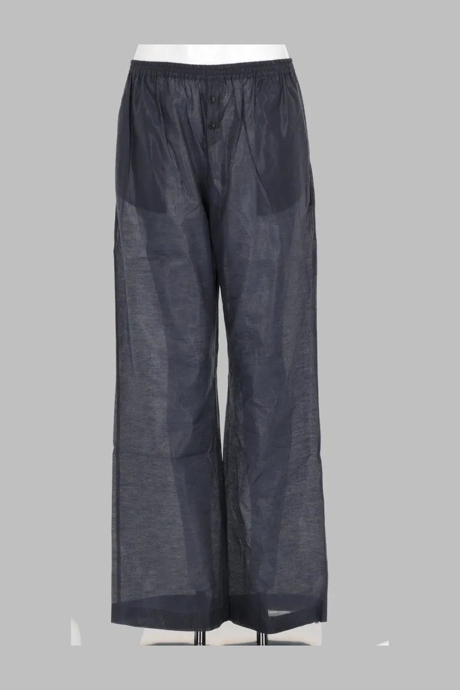 Paloma wool women’s pantalone limone blue dark gray wide-leg trousers with textured fabric and front button details