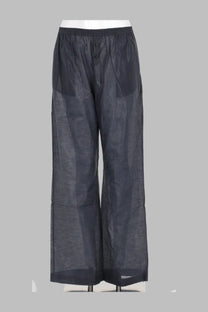 Paloma wool women’s pantalone limone blue dark gray wide-leg trousers with textured fabric and front button details