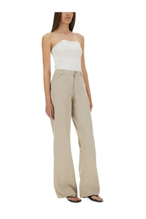 Beige wide-leg trousers with classic five-pocket design and button closure from paloma wool women pants asia beige
