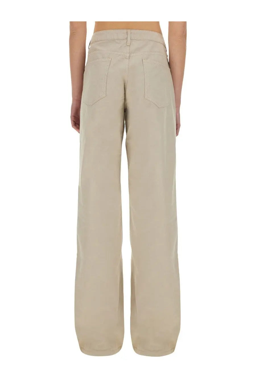 Beige wide-leg Paloma Wool Asia pants with minimalist design and subtle stitching details for women