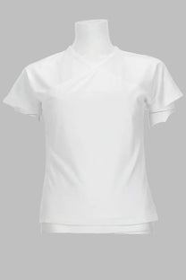 Paloma wool womens white short-sleeved v-neck shirt with subtle seam detailing in lightweight fabric