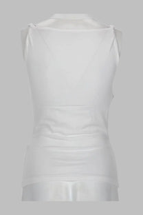 White sleeveless top with fitted silhouette and subtle ruching at the back by Paloma Wool women’s Simp white collection