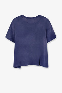A navy blue slightly distressed cotton t-shirt with a relaxed fit from Paly mens core cotton shirt blue collection