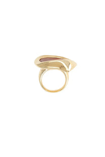 Panconesi women’s anello dusk small gold toned ring with sleek modern design and smooth reddish pink inlay