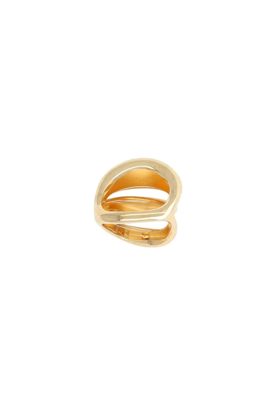 Panconesi women’s anello triptych blow gold ring with a modern gold-toned open-loop design and smooth flowing curves