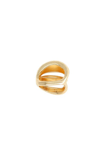 Panconesi women’s anello triptych blow gold ring with a modern gold-toned open-loop design and smooth flowing curves