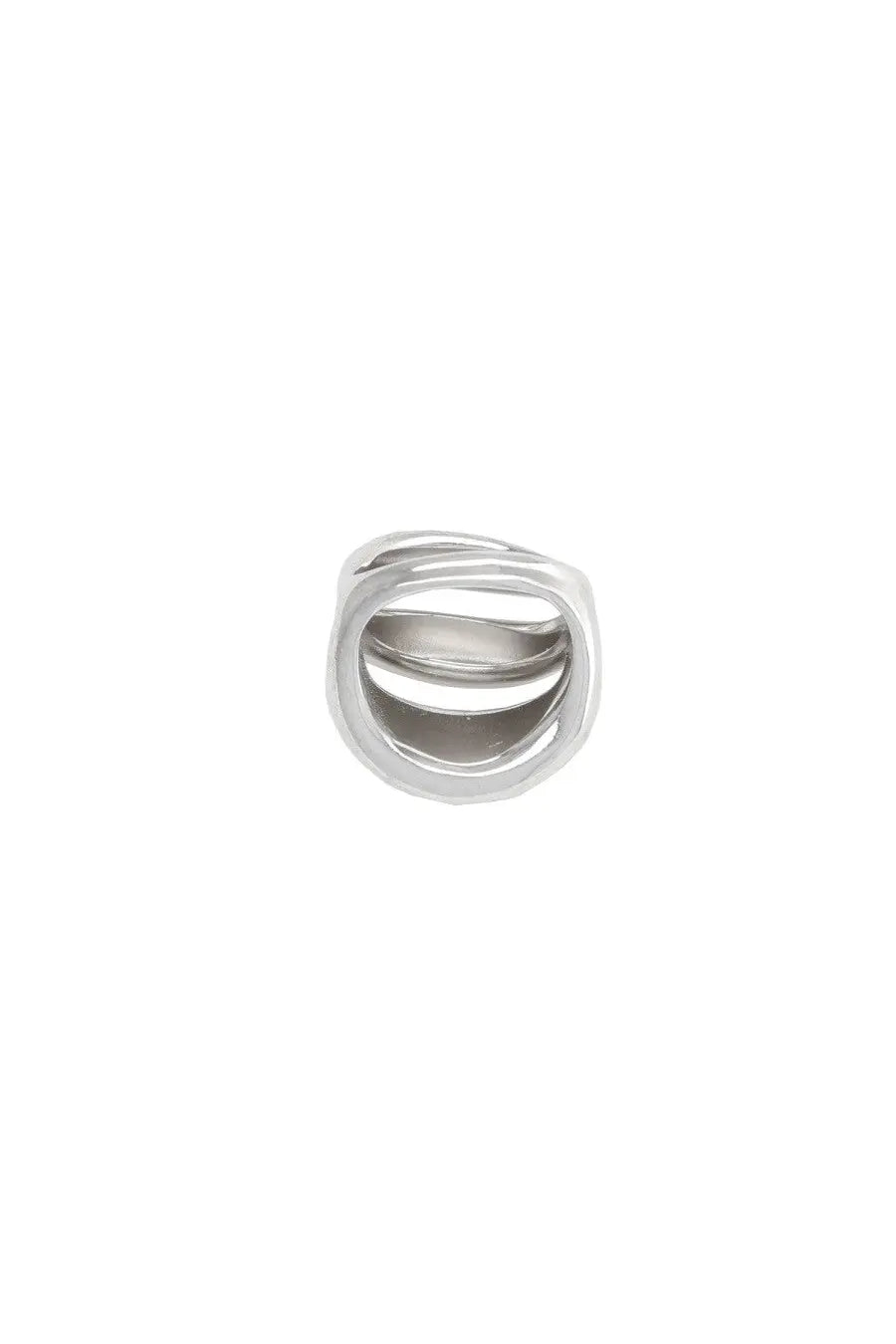 Panconesi women’s anello triptych blow silver ring with modern silver-toned abstract three interlocking bands design