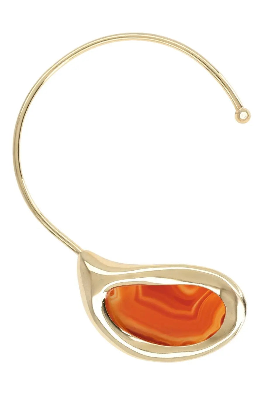 Panconesi women’s choker dusk gold with gold-toned metal and smooth teardrop orange agate stone centerpiece