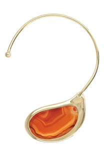 Panconesi women’s choker dusk gold gold-toned necklace with teardrop orange agate stone in minimalist metal frame