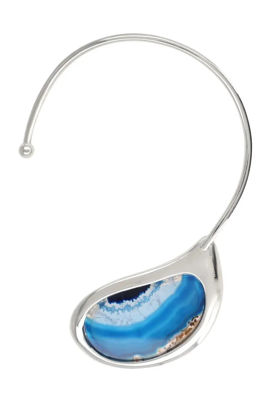 Panconesi women’s choker dusk silver silver-toned necklace with teardrop setting and vibrant blue agate stone