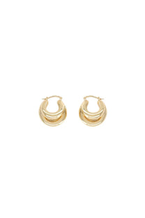 Panconesi women’s orecchini blow up huggies gold-toned hoop earrings with layered double-ring design