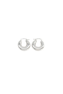 Panconesi women’s orecchini blow up huggies silver sleek modern silver hoop earrings with polished metallic finish
