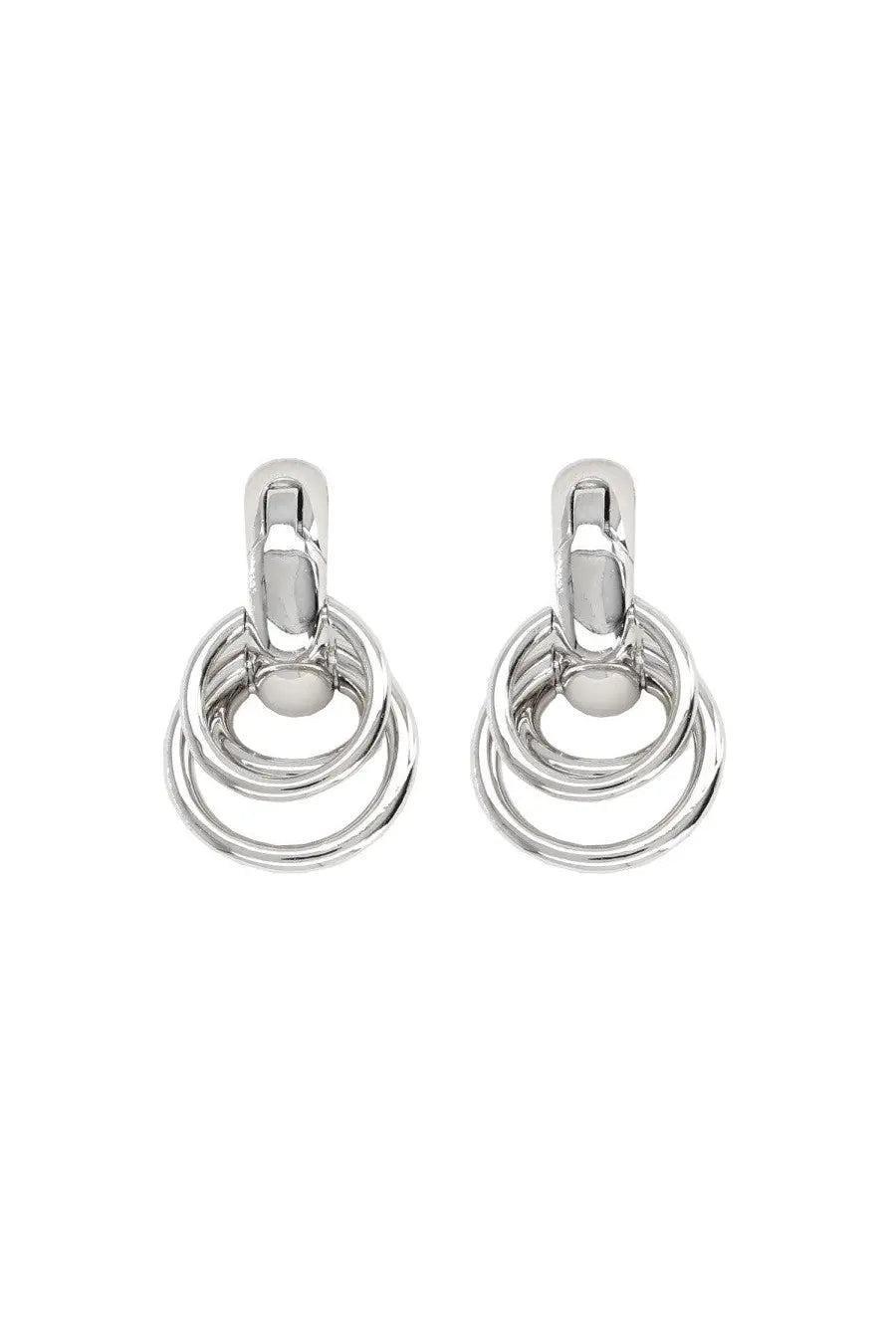 Panconesi women’s orecchini huggies silver hoop earrings with modern layered design and three interlocking polished rings