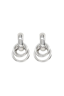 Panconesi women’s orecchini huggies silver hoop earrings with modern layered design and three interlocking polished rings