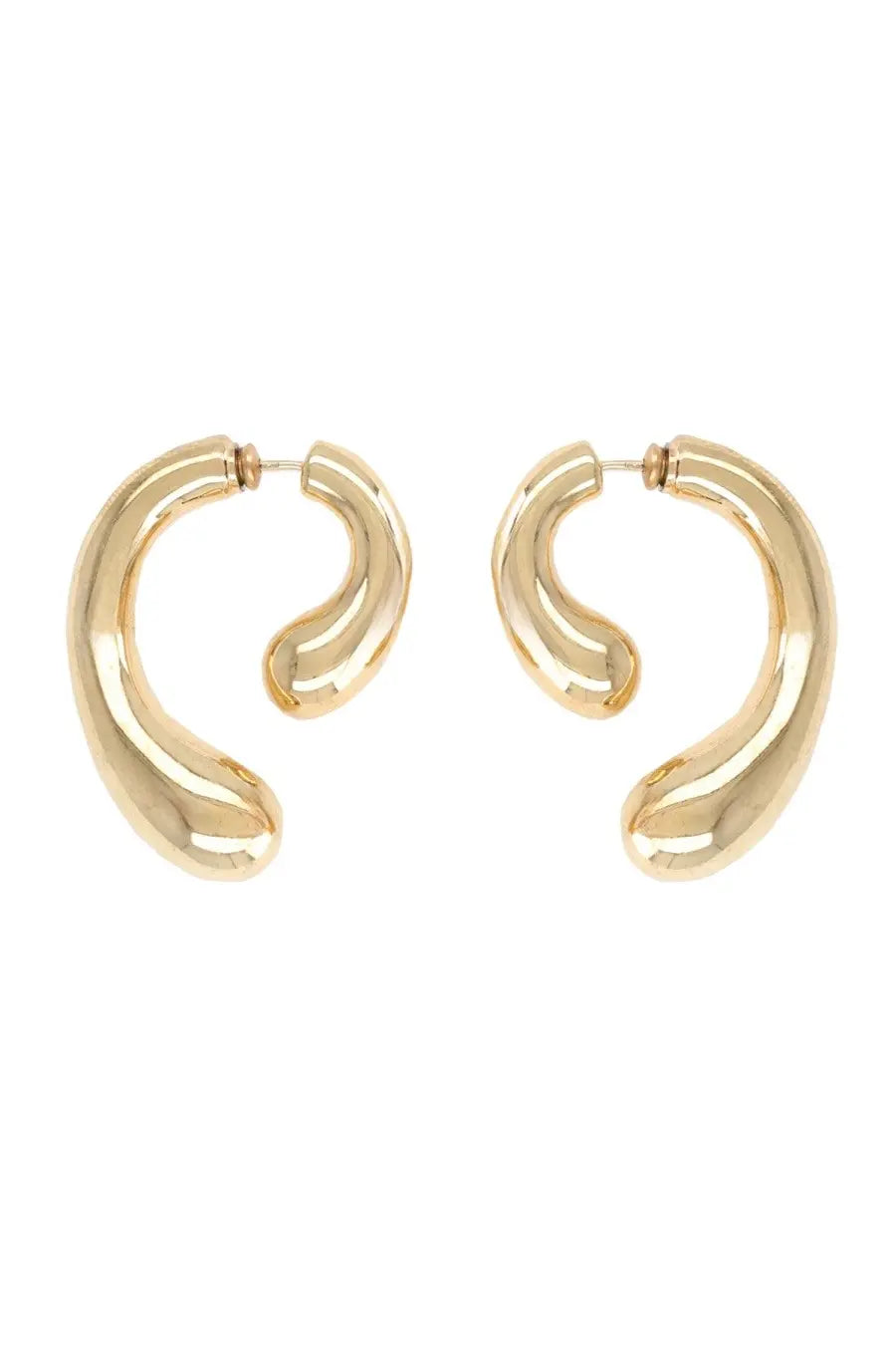 Panconesi women’s orecchini small gold sleekly curved gold-toned hoop earrings with a modern minimalist design