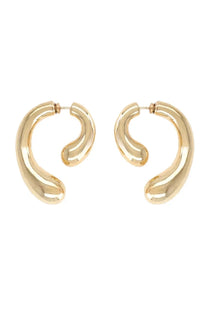 Panconesi women’s orecchini small gold sleekly curved gold-toned hoop earrings with a modern minimalist design
