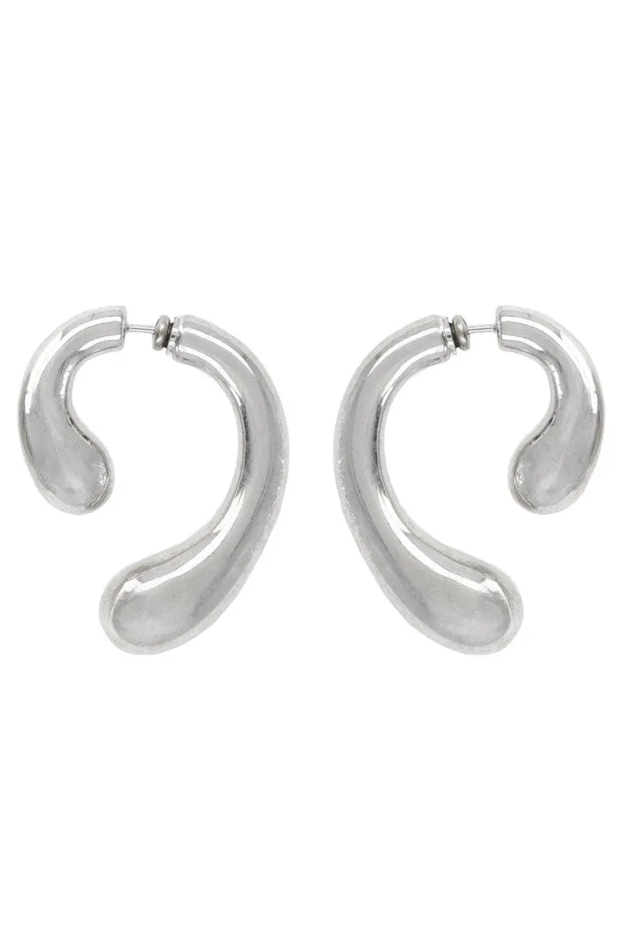 Panconesi women’s orecchini small silver teardrop hoop earrings with smooth polished metallic finish