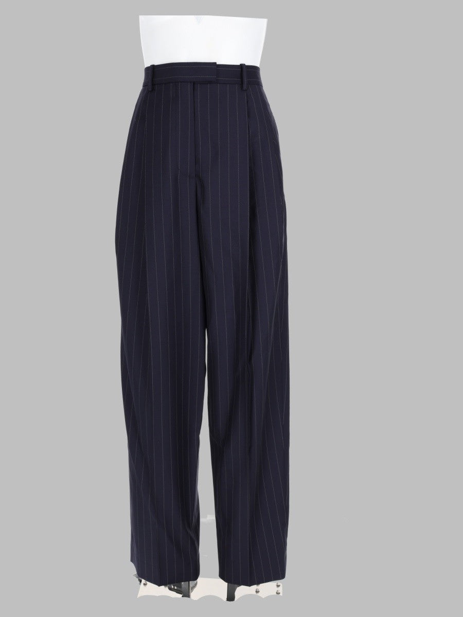 Givenchy Women's Pantalone Righe Con Doppia Piega in Lana Blue