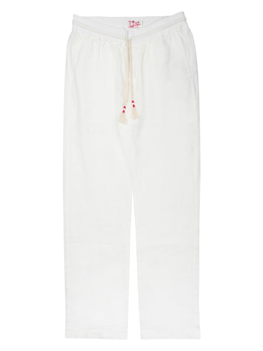 Mc2 Saint Barth Men's Pantalone Calais in Puro Lino White